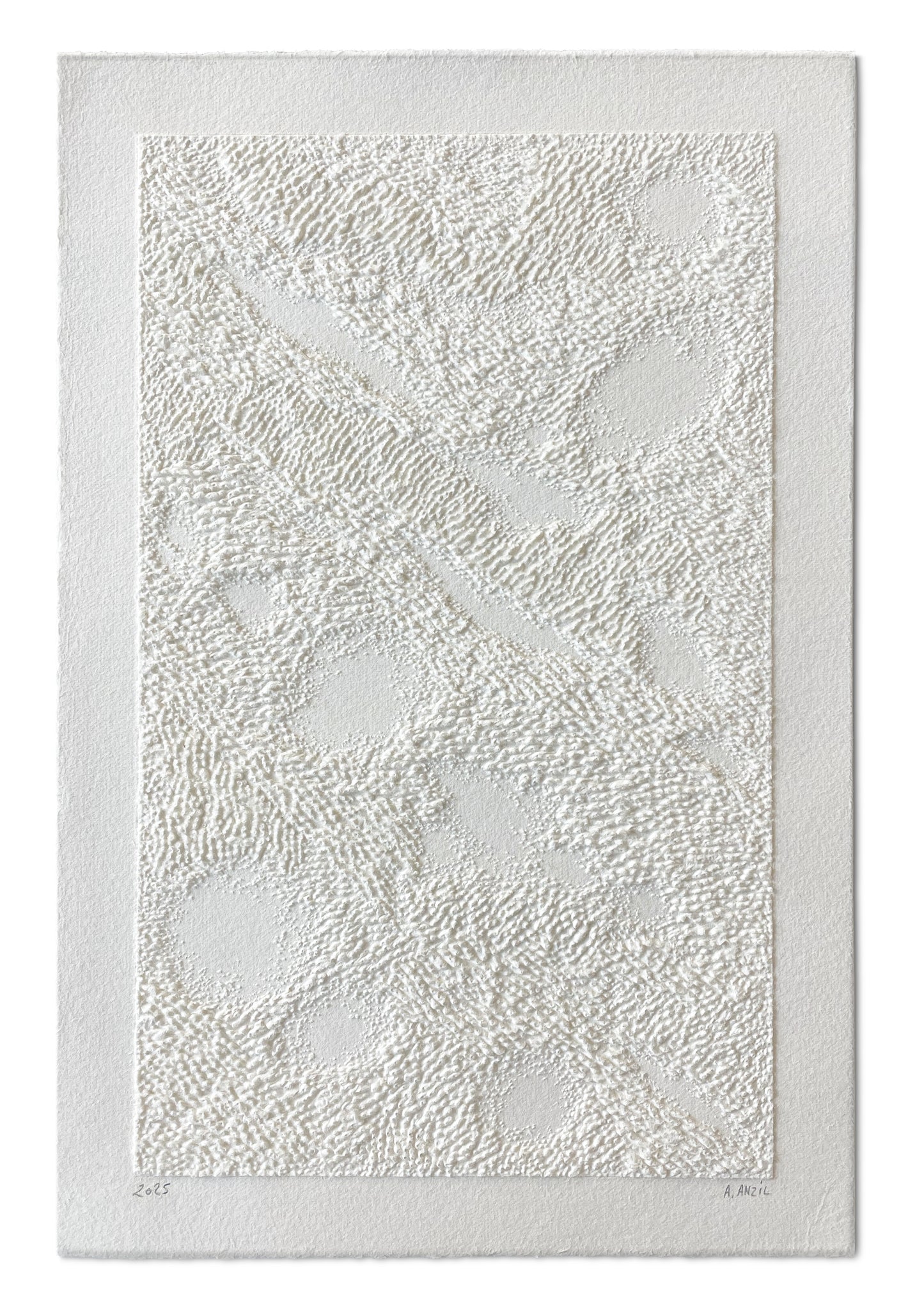 Œuvre « Terra Incognita » d’Antonin Anzil, pointe sèche sur papier d’Arches, 20x30 cm, 2025.