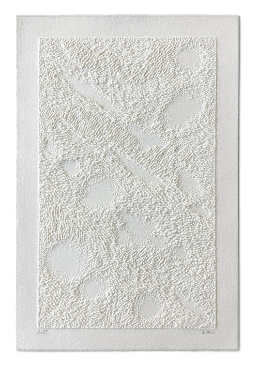 Œuvre « Terra Incognita » d’Antonin Anzil, pointe sèche sur papier d’Arches, 20x30 cm, 2025.