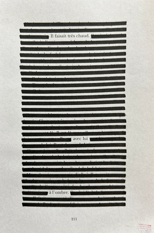 Caviardage avec les mots : « Il faisait très chaud. avec lui à l’ombre. »