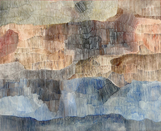 Toile contemporaine Cliff View signée LABB – Composition graphique de reliefs abstraits aux tons naturels
