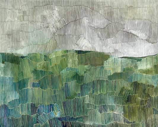 Peinture contemporaine ÉMERAUDE de LABB – tons verts et bleus – Maison Sanat Île de Ré.