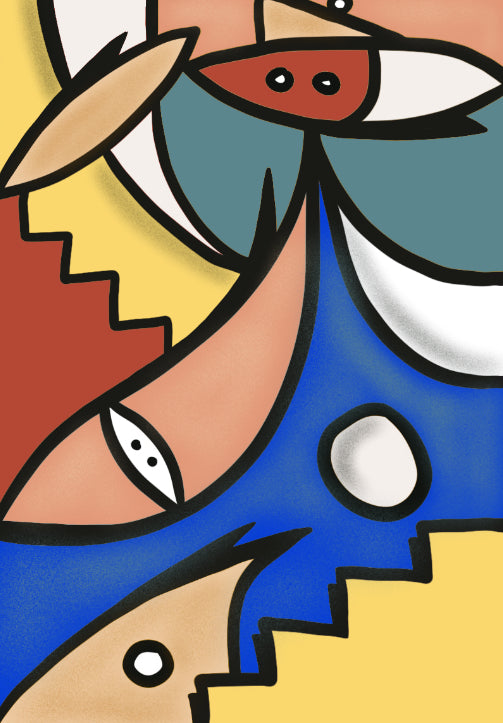 Œuvre de Nils Inne intitulée « Écume d’Azur » – peinture représentant une vague stylisée aux couleurs vives, format 100x70cm.