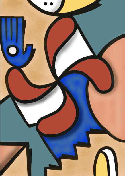 Tableau « Lauburu » de Nils Inne – peinture acrylique colorée représentant le symbole basque lauburu dans une composition graphique – série Refuge Chromatique – galerie Maison Sanat