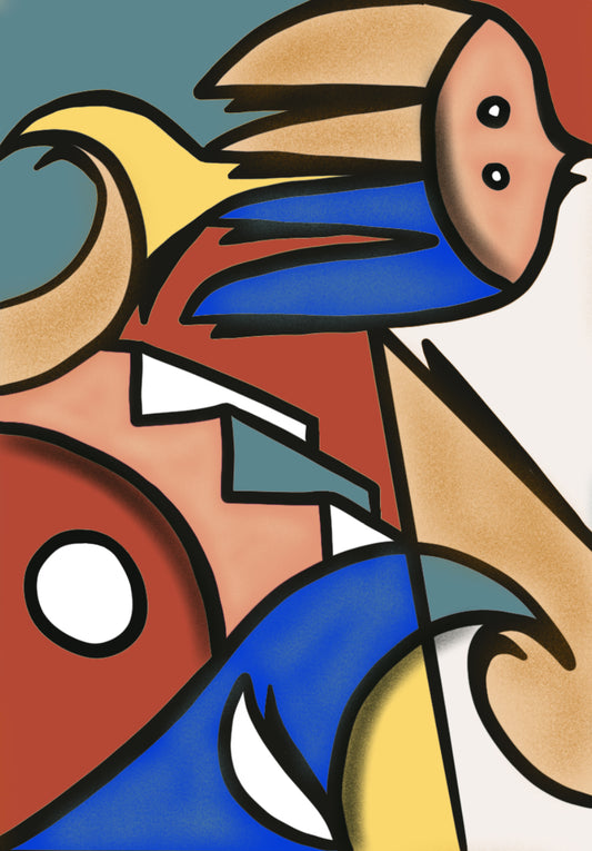 Œuvre « L’Oiseau Marin » de Nils Inne – peinture acrylique sur toile – série Refuge Chromatique – 100x70cm – Maison Sanat