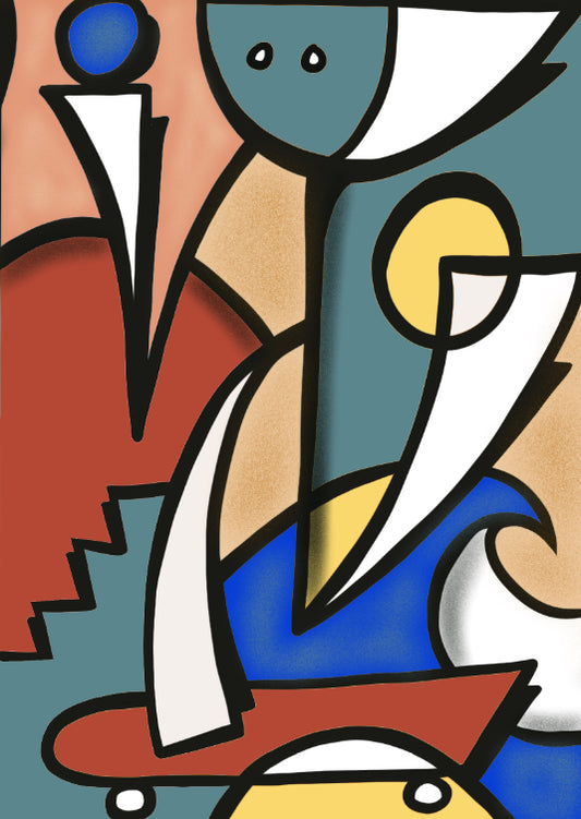 Tableau « Lauburu » de Nils Inne – peinture acrylique sur toile – série Refuge Chromatique – galerie Maison Sanat