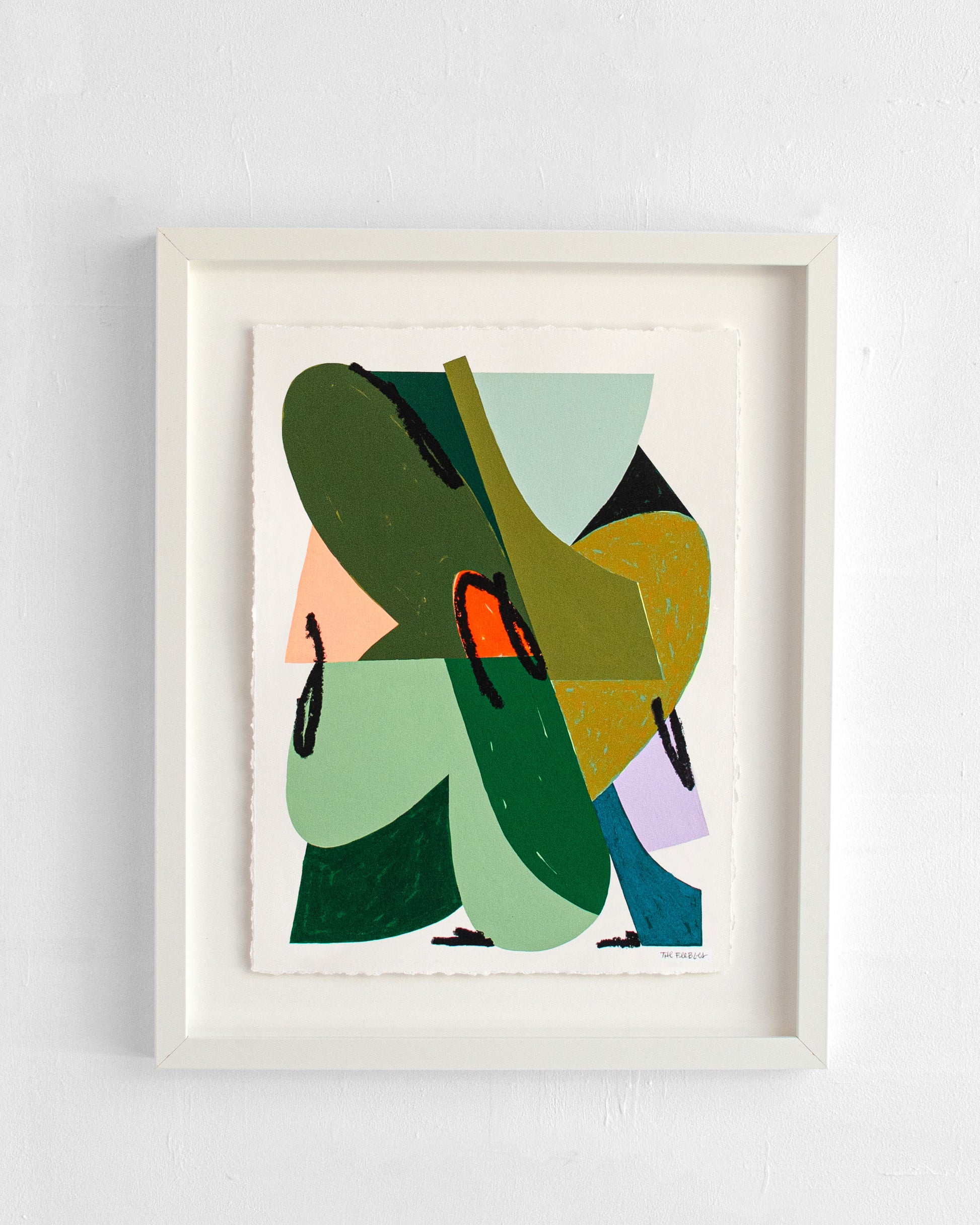 Œuvre Ébauche_05 de The Feebles – abstraction colorée verte et orange – Maison Sanat