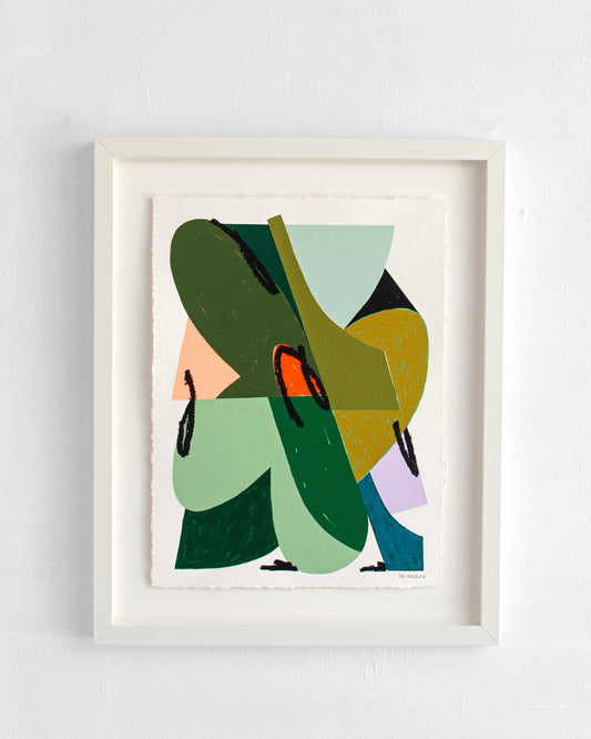 Œuvre Ébauche_05 de The Feebles – abstraction colorée verte et orange – Maison Sanat