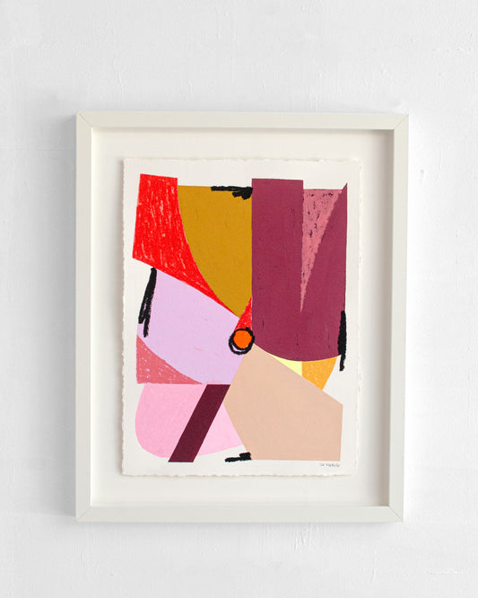 Œuvre originale Ébauche 06 de The Feebles, composition abstraite colorée encadrée, disponible chez Maison Sanat