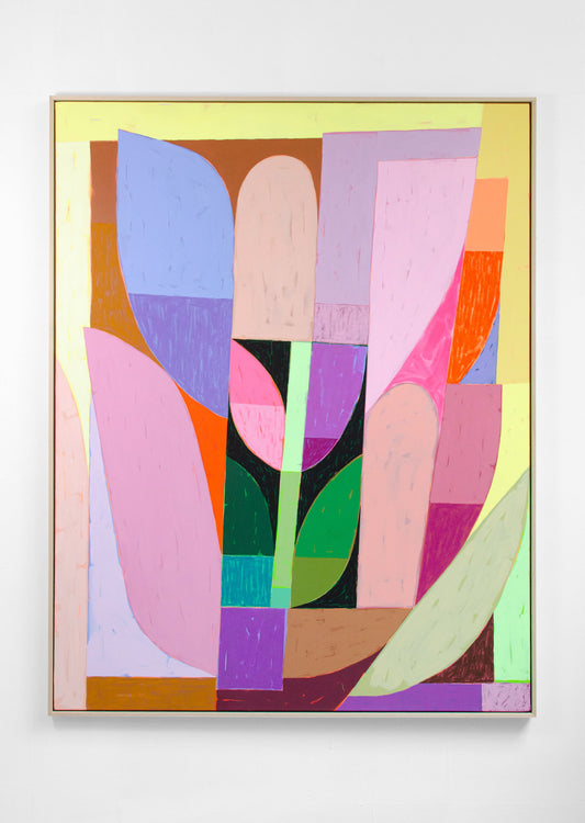 Peinture contemporaine "Les Tulipes" par The Feebles – Acrylique sur toile aux formes géométriques et couleurs vibrantes – Maison Sanat